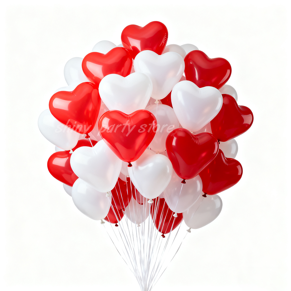 Wedding Supply Wholesale - 50/100pcs Red Heart Balloons Inflatable Latex
