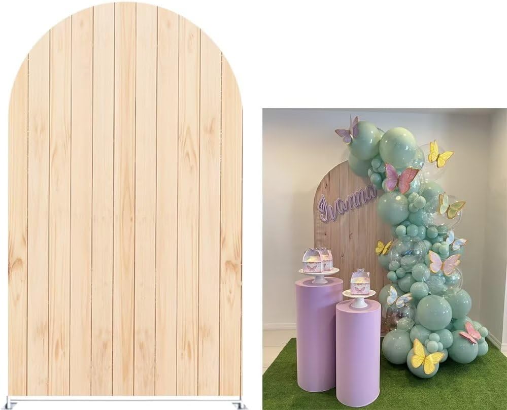 Wedding Supply Rentals - Wooden Planks Wedding Party Arched Backdrop