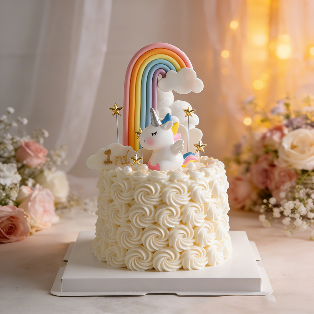 Wedding Day Supply Kit - Colorful Unicorn Theme Rainbow Cake Topper
