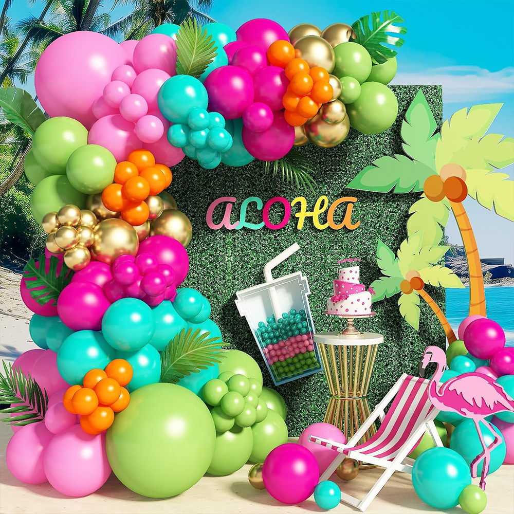 Wedding Day Supply Kit - 138Pcs Summer Tropical Balloon Garland Arch