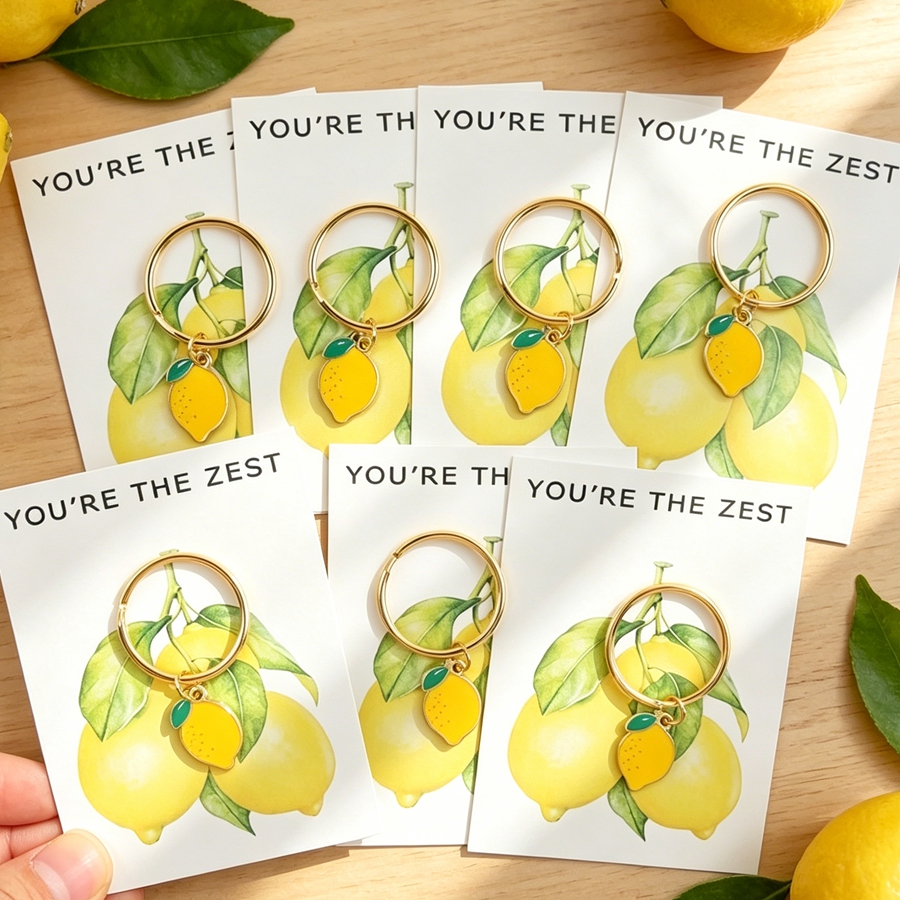 Wedding Yes - 7 Chic Lemon Keychains, Including Positive