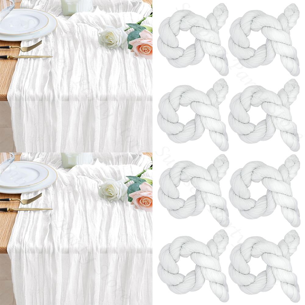 Wedding Supply Rentals - White Cheesecloth Table Runner Boho Wedding