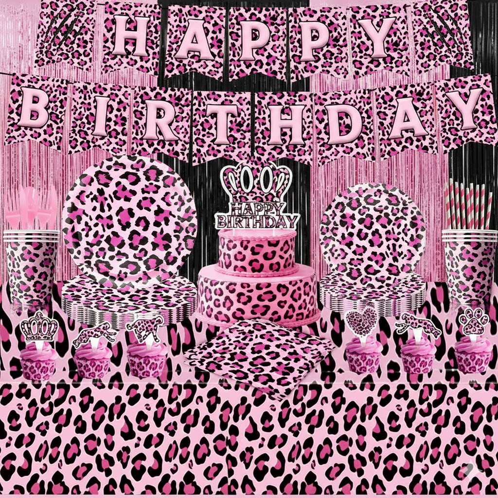 Pink Leopard Print Birthday Pa - Wedding Day Supply Kit recension och pris