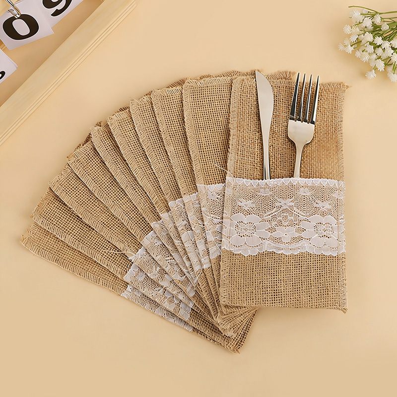 10/20/30pcs Burlap Cutlery Cov - Wedding Supply Rentals recension och pris