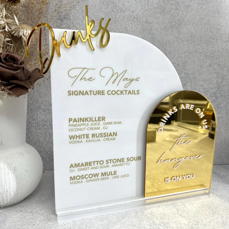 Custom Bar Menu with 3D Cutout - Table Number Gold recension och pris