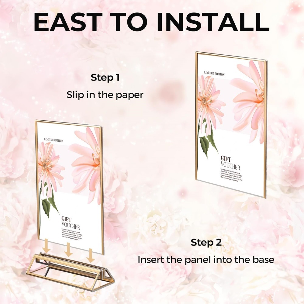 6 Pack Acrylic Sign Holder 4x6 - Table Number Gold recension och pris