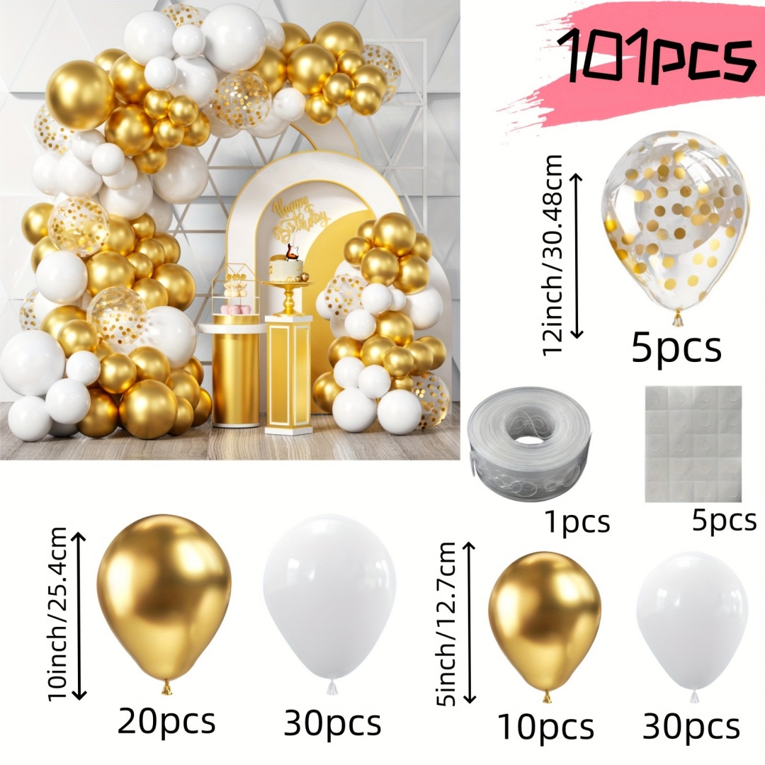 101pcs White Golden Balloons G - Wedding Day Supply Kit recension och pris