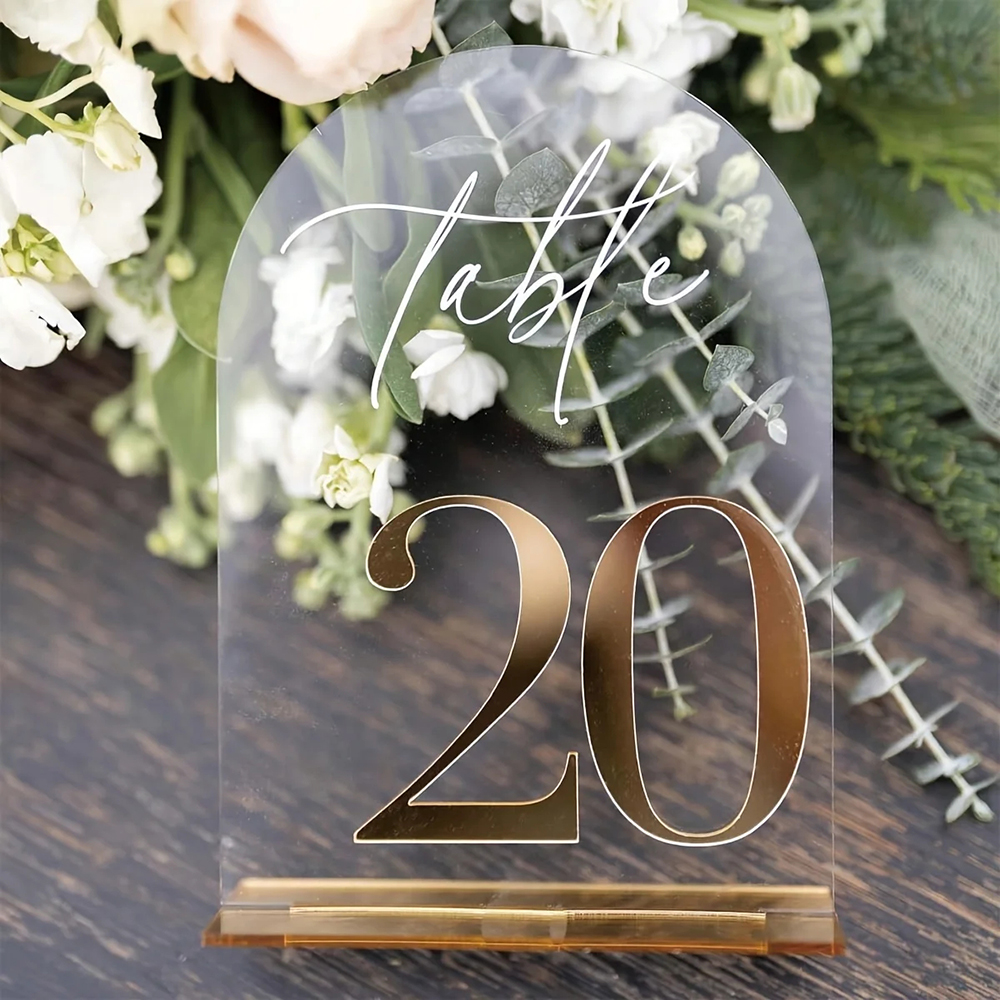 Custom 1 and 10pcs clear Acryl - Table Number Gold recension och pris