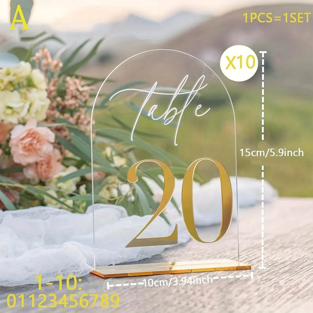 Custom 1 and 10pcs clear Acryl - Table Number Gold recension och pris