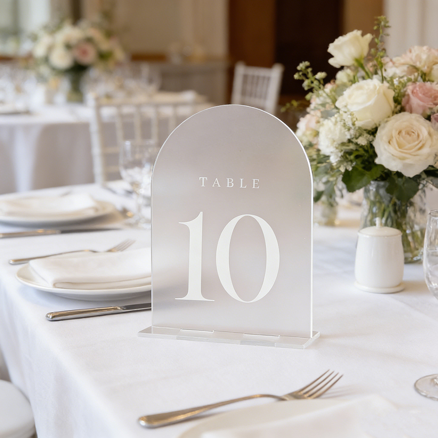 10Pcs Clear Acrylic Sign Arch  - Table Number Gold recension och pris