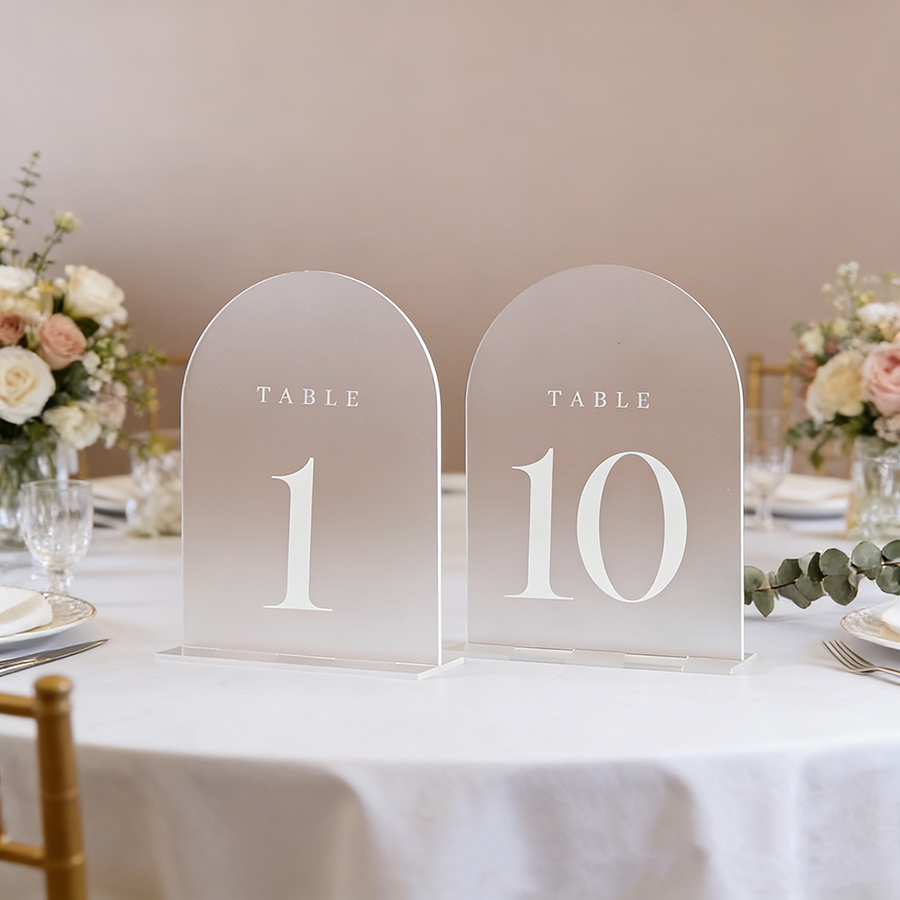 10Pcs Clear Acrylic Sign Arch  - Table Number Gold recension och pris