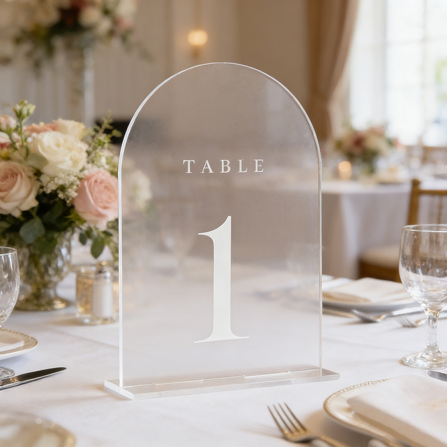 10Pcs Clear Acrylic Sign Arch  - Table Number Gold recension och pris