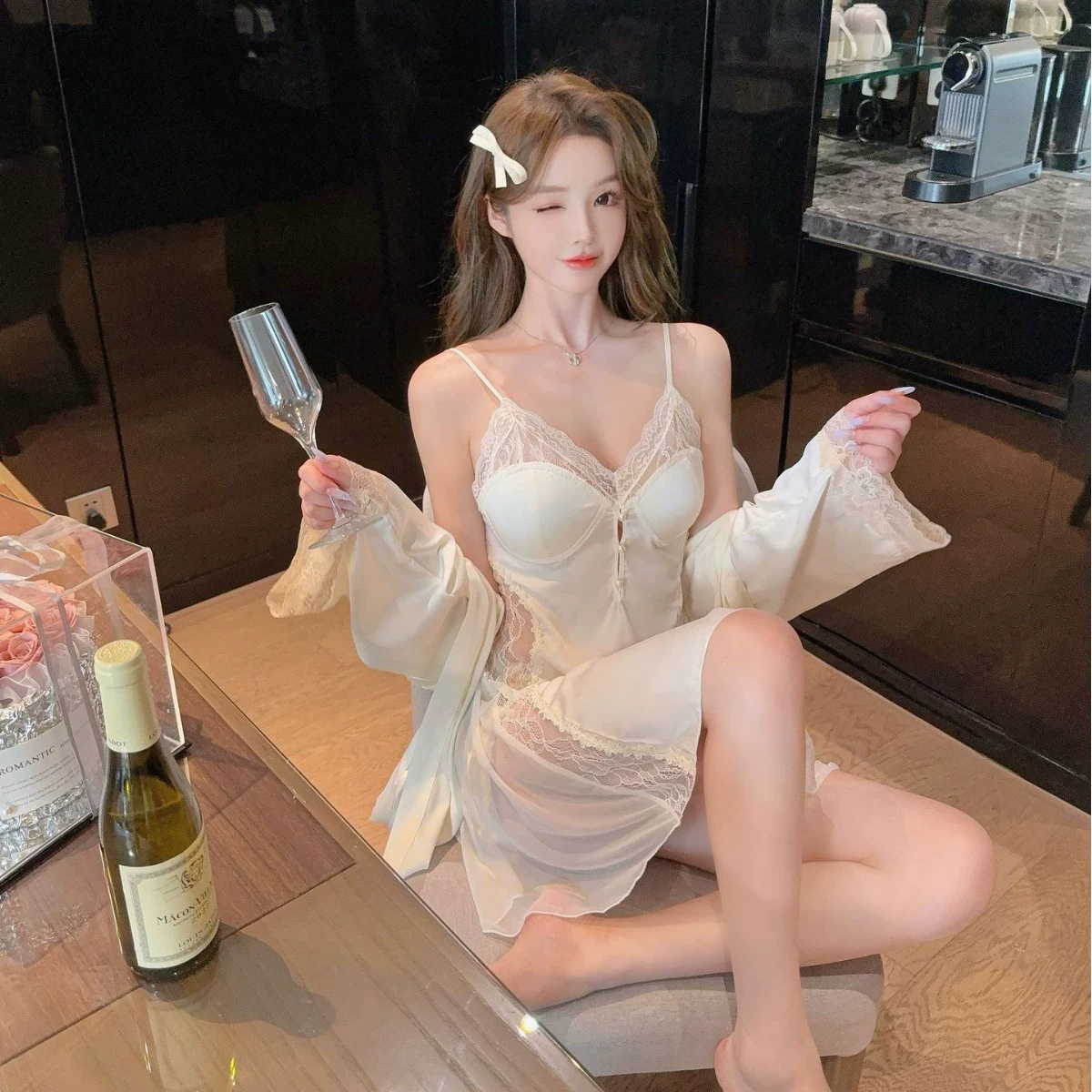 Satin 2 Pieces Robe&Strap Nigh - Wedding Qw recension och pris