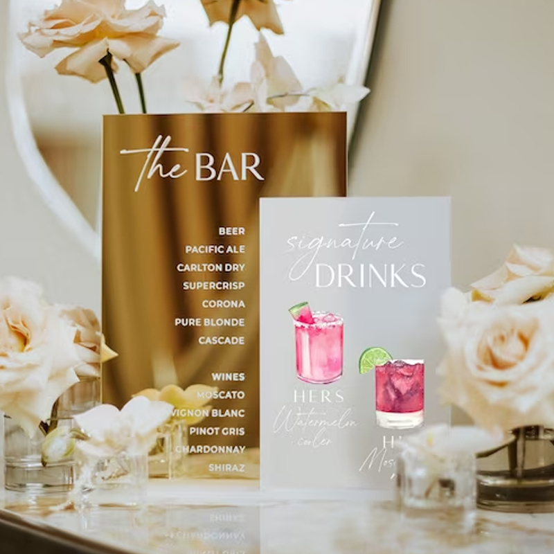 Signature Drink Sign,His and H - Table Number Gold recension och pris